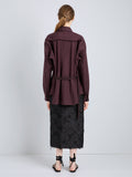 Proenza Schouler Full Length Back Image of model wearing Alia Top in Classic Cotton Shirting in Aubergine