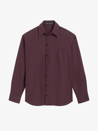 Proenza Schouler Still Life Image of Alia Top in Classic Cotton Shirting in Aubergine