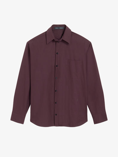 Proenza Schouler Still Life Image of Alia Top in Classic Cotton Shirting in Aubergine