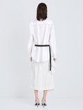 Proenza Schouler Full Length Back Image of model wearing Alia Top in Classic Cotton Shirting in White