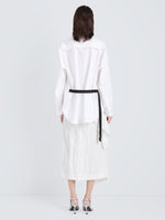 Proenza Schouler Full Length Back Image of model wearing Alia Top in Classic Cotton Shirting in White