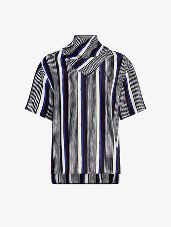 Proenza Schouler Still Life Image of Amira Top in Printed Silk Habotai in Black Multi
