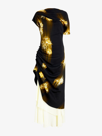 Proenza Schouler Still Life image of Antonella Dress in Printed Viscose Cady in Black Multi