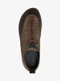 Proenza Schouler aerial image of Arcadia Sneakers in Chocolate with light brown laces