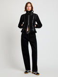 Proenza Schouler Front image of model wearing Arlo Jacket in Suede Back Shearling in black