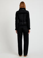 Proenza Schouler Back image of model wearing Arlo Jacket in Suede Back Shearling in black