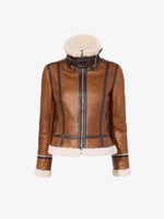 Proenza Schouler Still Life image of Arlo Jacket in Leather Back Shearling in umber
