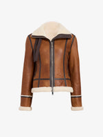 Proenza Schouler Still Life image of Arlo Jacket in Leather Back Shearling in umber