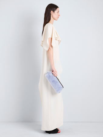 Proenza Schouler image of model wearing Armory Clutch in Soft Shearling in Wisteria