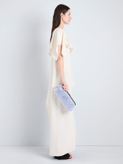 Proenza Schouler image of model wearing Armory Clutch in Soft Shearling in Wisteria