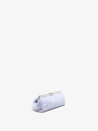 Proenza Schouler Still Life 3/4 image of Armory Clutch in Soft Shearling in Wisteria