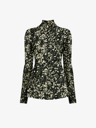 Proenza Schouler flat image of Audrey Top in Printed Jersey in black/lemon