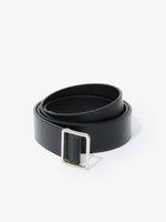 Front wrapped image of Square Slider Belt in Vegan Leather in black