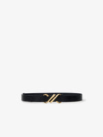 Front image Monogram Belt in Embossed Leather in BLACK