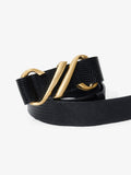 Detail image Monogram Belt in Embossed Leather in BLACK