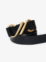 Detail image Monogram Belt in Embossed Leather in BLACK