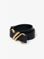 Detail image Monogram Belt in Embossed Leather in BLACK