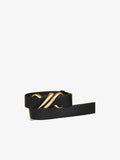 Flat image of Monogram Belt in Shiny Calf in black wrapped up