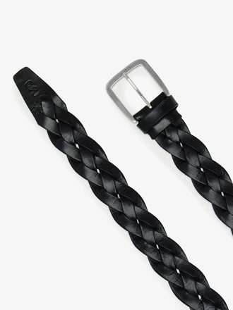 Proenza Schouler Front image of Wide Braid Belt in Croc Embossed Calf in Black