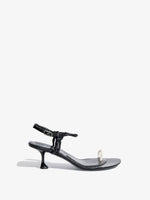 Side image of the Tee Toe Ring Sandals in black/cream