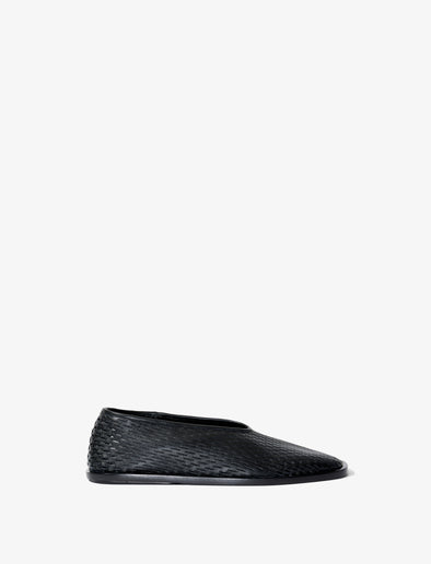 Side image of the Square Perforated Slippers in black