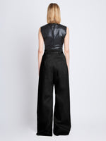 Back image of model wearing Raver Pant In Soft Cotton Twill in black