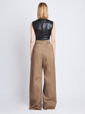 Back image of model wearing Raver Pant In Soft Cotton Twill in coffee