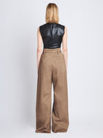 Back image of model wearing Raver Pant In Soft Cotton Twill in coffee