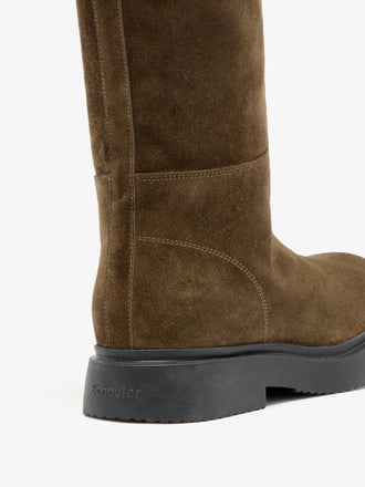 Proenza Schouler Detail image of Bank Boots in Calf Suede in Bark