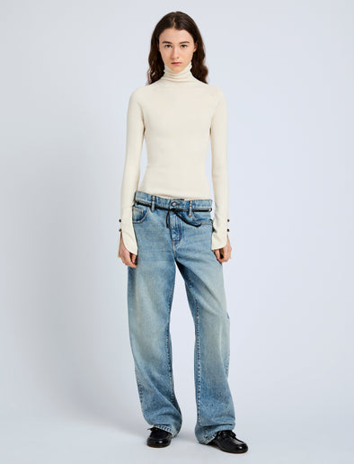 Proenza Schouler front full length image of the Belle Top in Silk Cashmere in Off White