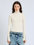 Proenza Schouler Front cropped image of model wearing the Belle Top in Silk Cashmere in Off White
