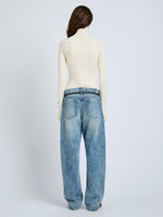 Proenza Schouler Back full length image of model wearing the Belle Top in Silk Cashmere in Off White 