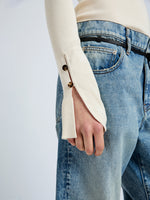 Proenza Schouler Detail image of model wearing the Belle Top in Silk Cashmere in Offwhite 