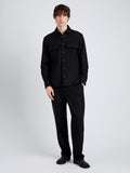Proenza Schouler Front full length image of model wearing Beni Shirt in Jersey Flannel in Black