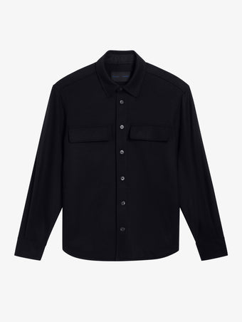 Proenza Schouler Still Life image of Beni Shirt in Jersey Flannel in Black