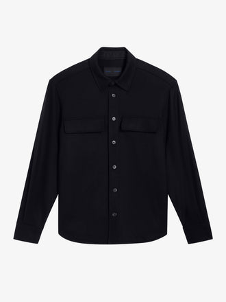 Proenza Schouler Still Life image of Beni Shirt in Jersey Flannel in Black