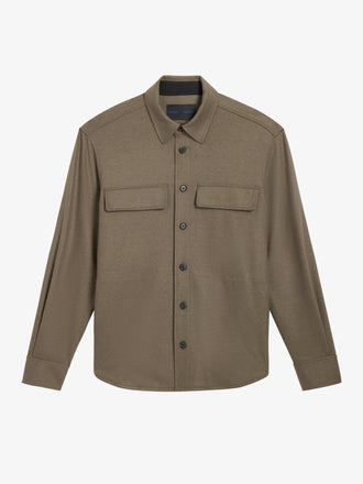 Proenza Schouler Still Life image of Beni Shirt in Jersey Flannel in Taupe