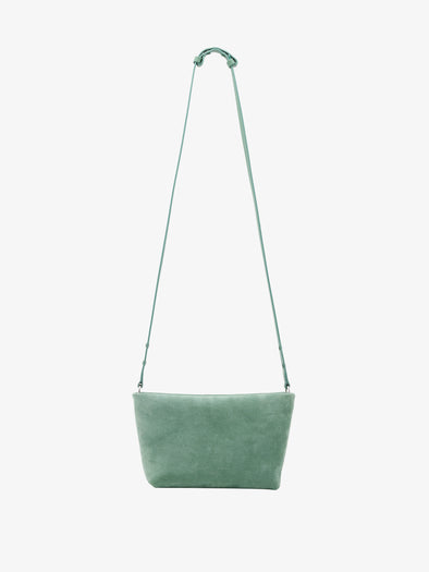 Proenza Schouler Still Life Front Image of Bond Bag in Suede in Patina with Strap Extended