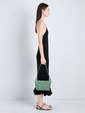 Proenza Schouler Image of Model wearing Bond Bag in Suede in Patina
