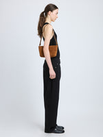 Proenza Schouler model wearing Bond Bag in Suede in saddle