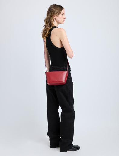 Proenza Schouler model wearing Bond Bag in rosewood
