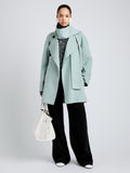 Proenza Schouler Front full length image of model wearing Brisa Coat in Lightweight Double Face Wool in Jade