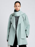 Proenza Schouler Front cropped image of model wearing Brisa Coat in Lightweight Double Face Wool in Jade