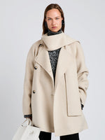 Proenza Schouler Front cropped image of model wearing Brisa Coat in Lightweight Double Face Wool in Off White