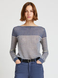 Proenza Schouler Front cropped image of model wearing Breton Stripe in Slate Chalk