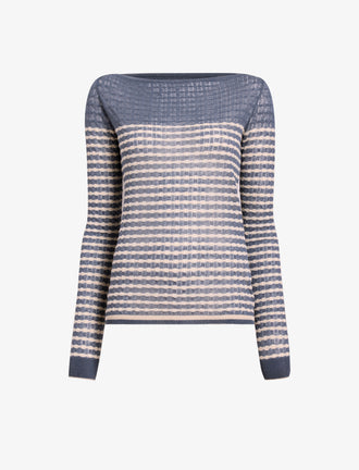 Proenza Schouler Still Life image of Britta Sweater in Breton Stripe in Slate Chalk