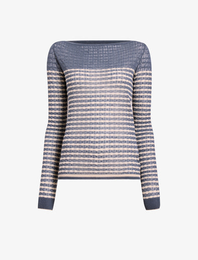 Proenza Schouler Still Life image of Britta Sweater in Breton Stripe in Slate Chalk