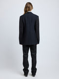 Proenza Schouler back image of model wearing Bronte Jacket in Wool Twill Suiting with Organza in black