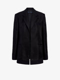 Proenza Schouler flat image of Bronte Jacket in Wool Twill Suiting with Organza in black