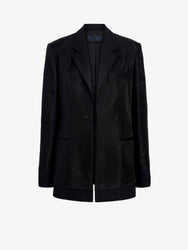 Proenza Schouler flat image of Bronte Jacket in Wool Twill Suiting with Organza in black